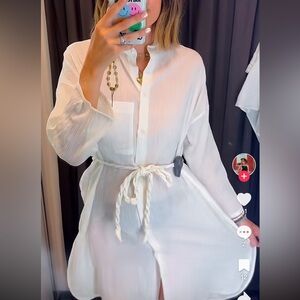 ZARA - Chic White Shirt Mini Dress